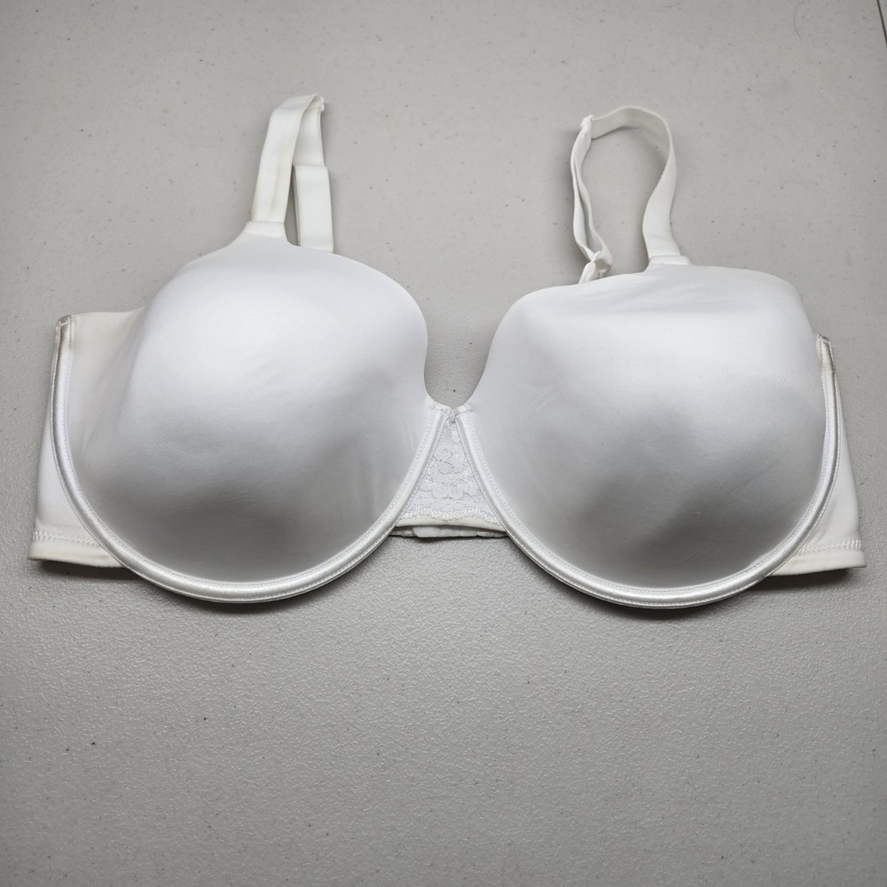 Vanity Fair Women Bra 42DDD White T Shirt Underwired Lace Strap